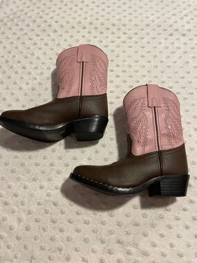 Kids Pink and Brown Cowboy Boots - Youth Western Style